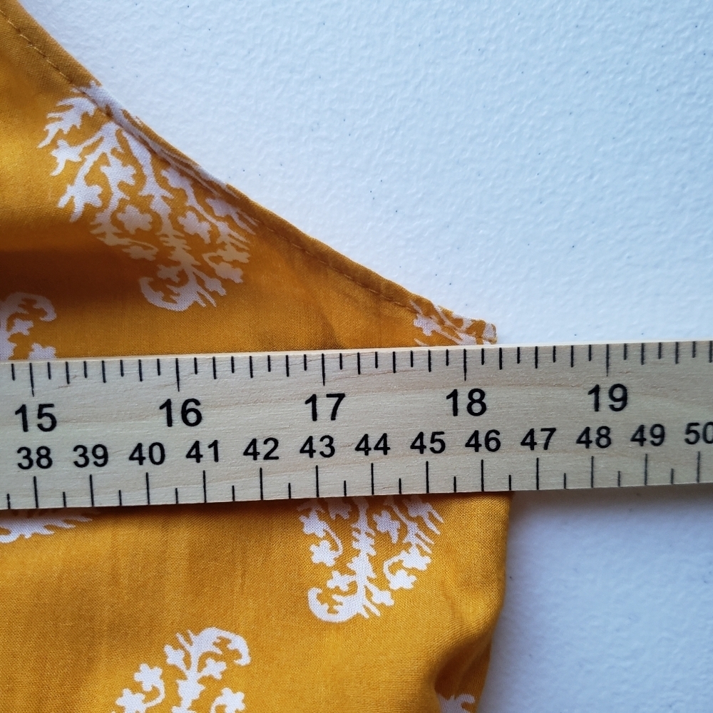 Lucky Brand Mustard Yellow Leaf Babydoll Dress Small Sleeveless Cotton Blend - Picture 9 of 12